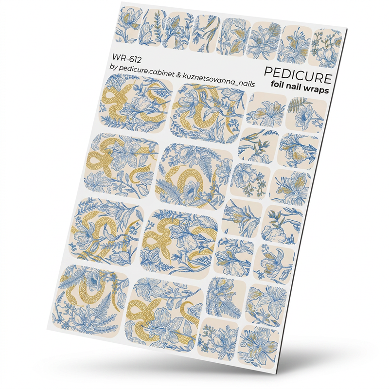 WR-612 - Pedicure Flowers and Snake. Gold Foil