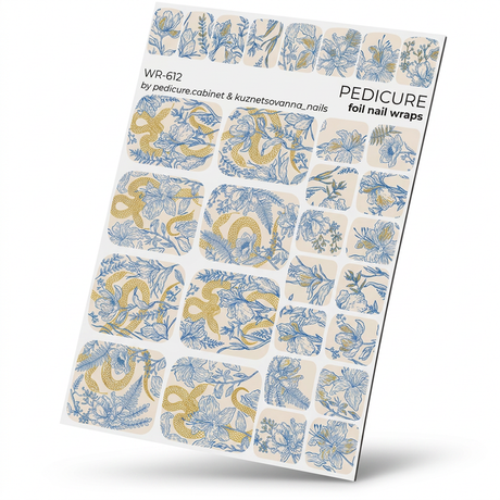 WR-612 - Pedicure Flowers and Snake. Gold Foil