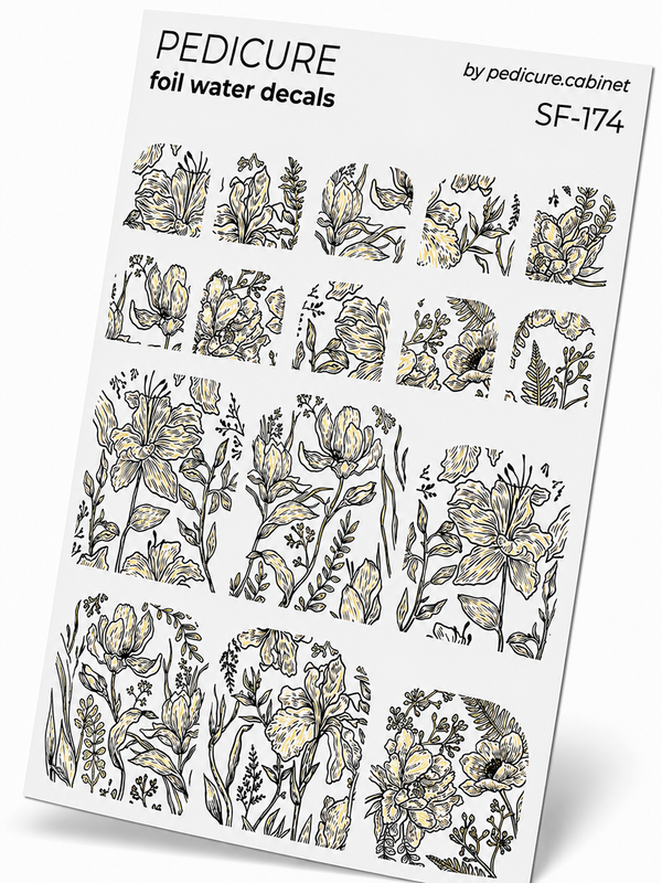 SF-174 - Pedicure Flowers Black Foil Gold