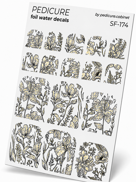 SF-174 - Pedicure Flowers Black Foil Gold