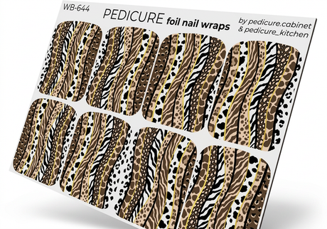 WB-644 - Pedicure Brown Animal Stripes. Gold Foil. Large
