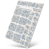 WR-567 - Pedicure Blue Flowers Gold Foil