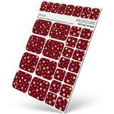 WR-606 - Pedicure Stars. Burgundy Background. Gold Foil