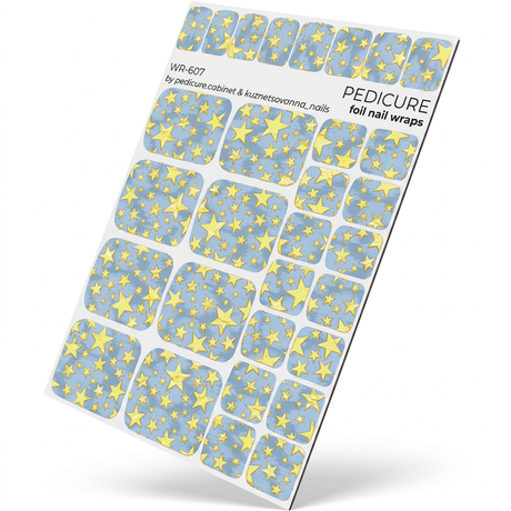 WR-607 - Pedicure Stars. Blue Background. Gold Foil