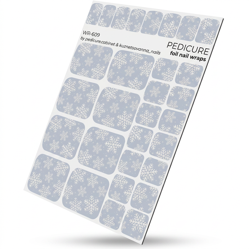 WR-609 - Pedicure Snowflakes Blue Background Silver Foil