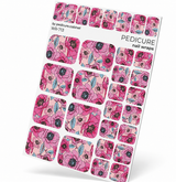 WR-713 - Pedicure Pink Peonies. Blue Leaves